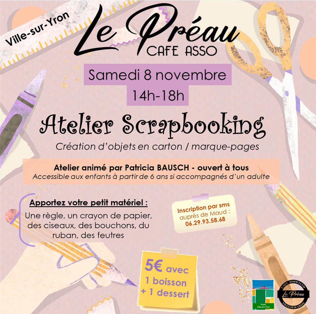 ATELIER SCRAPBOOKING, le samedi 8novembre au Préau