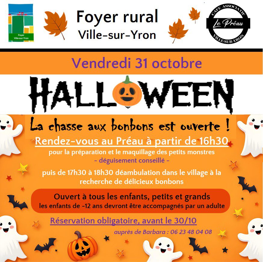 HALLOWEEN, vendredi 31 octobre à partir de 16h30, Le Préau