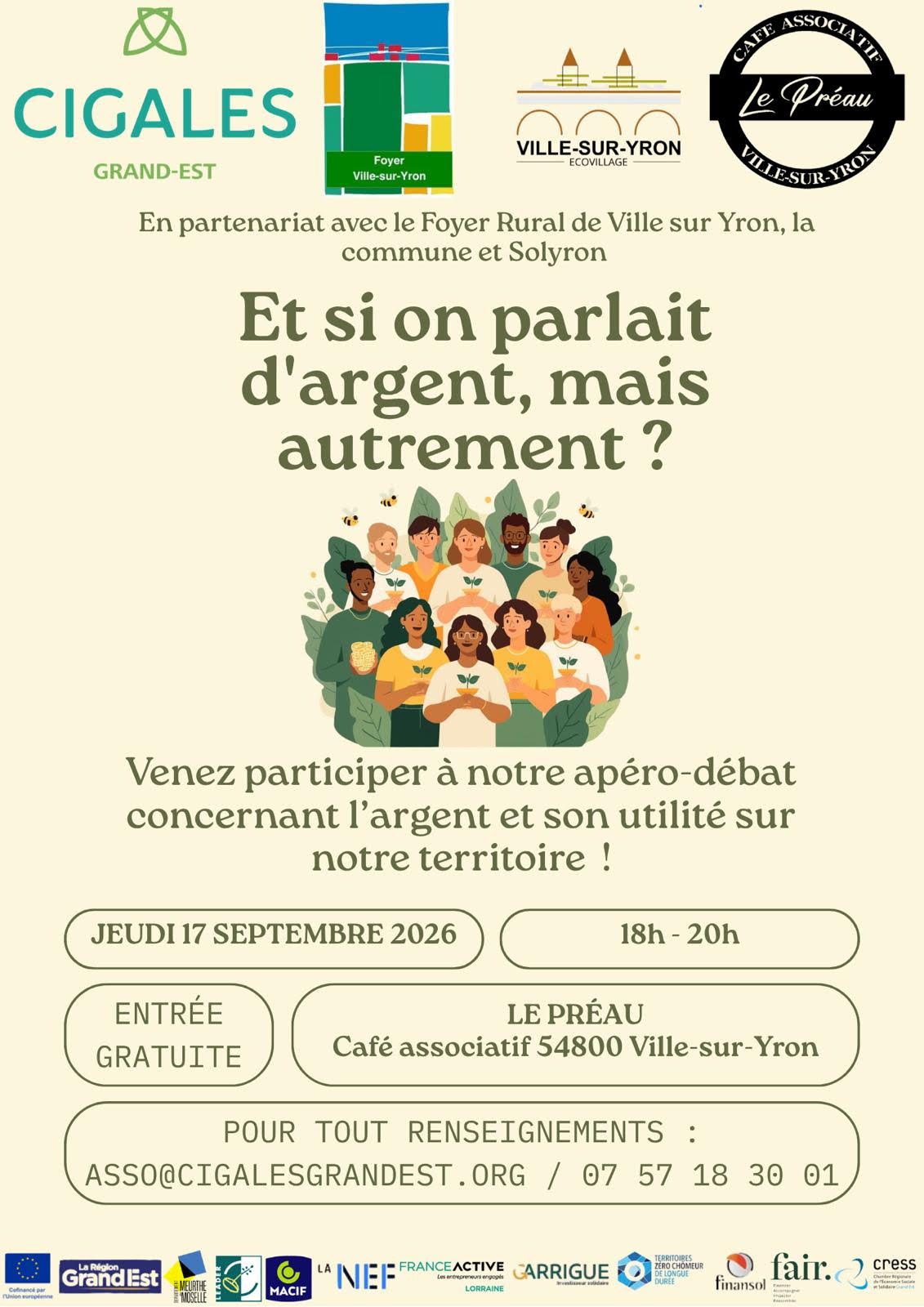 LES CIGALES , apéro débat, au Préau le jeudi 17 septembre 2026